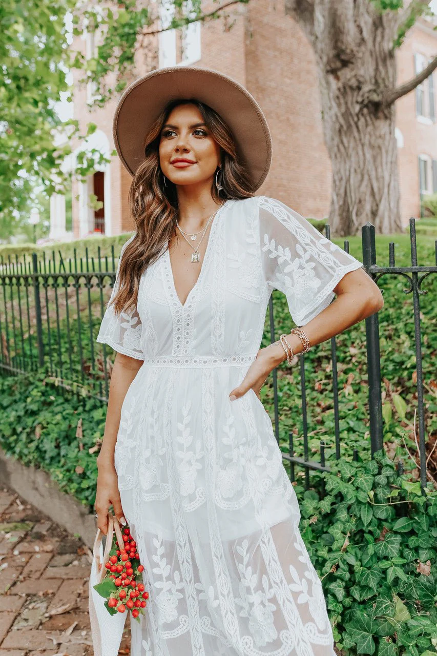 Reign White Lace Romper Maxi - FINAL SALE - Image 8