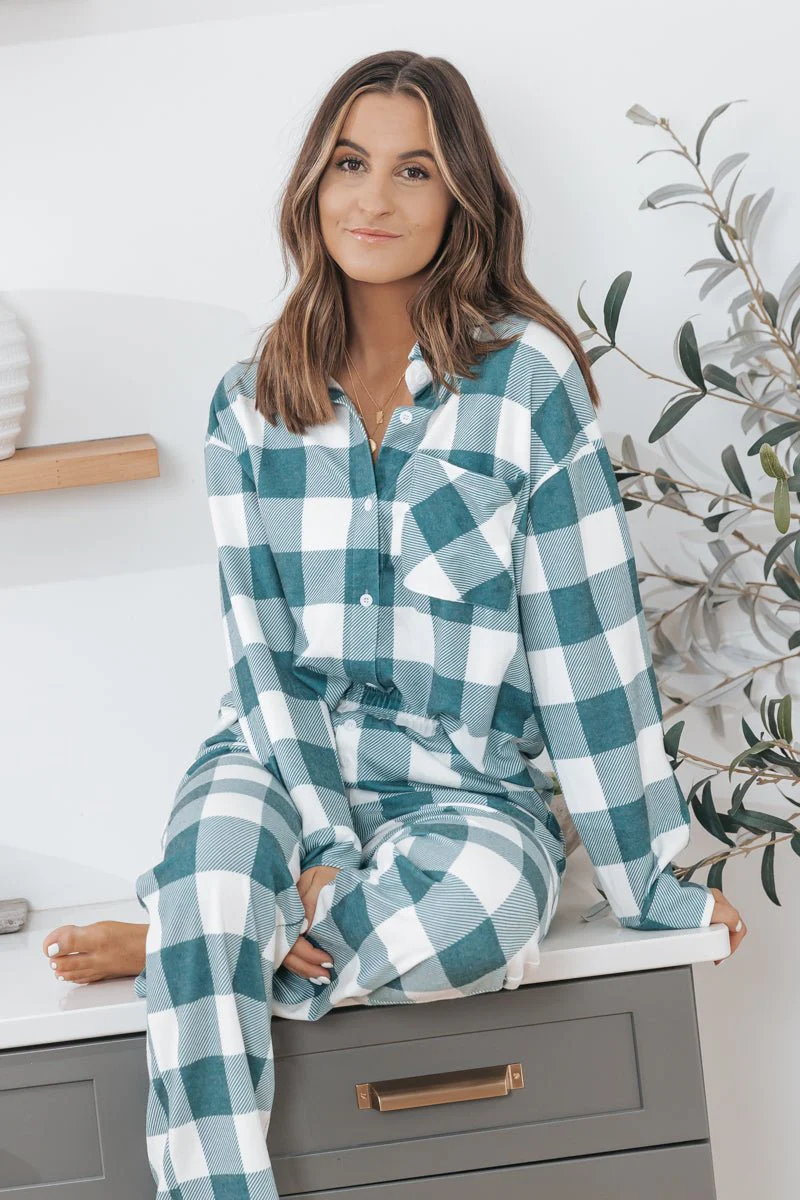 Rest Easy Green Plaid PJ Set - FINAL SALE - Image 2