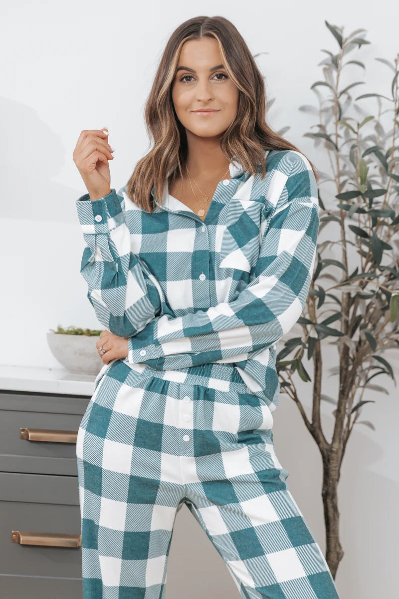 Rest Easy Green Plaid PJ Set - FINAL SALE - Image 3