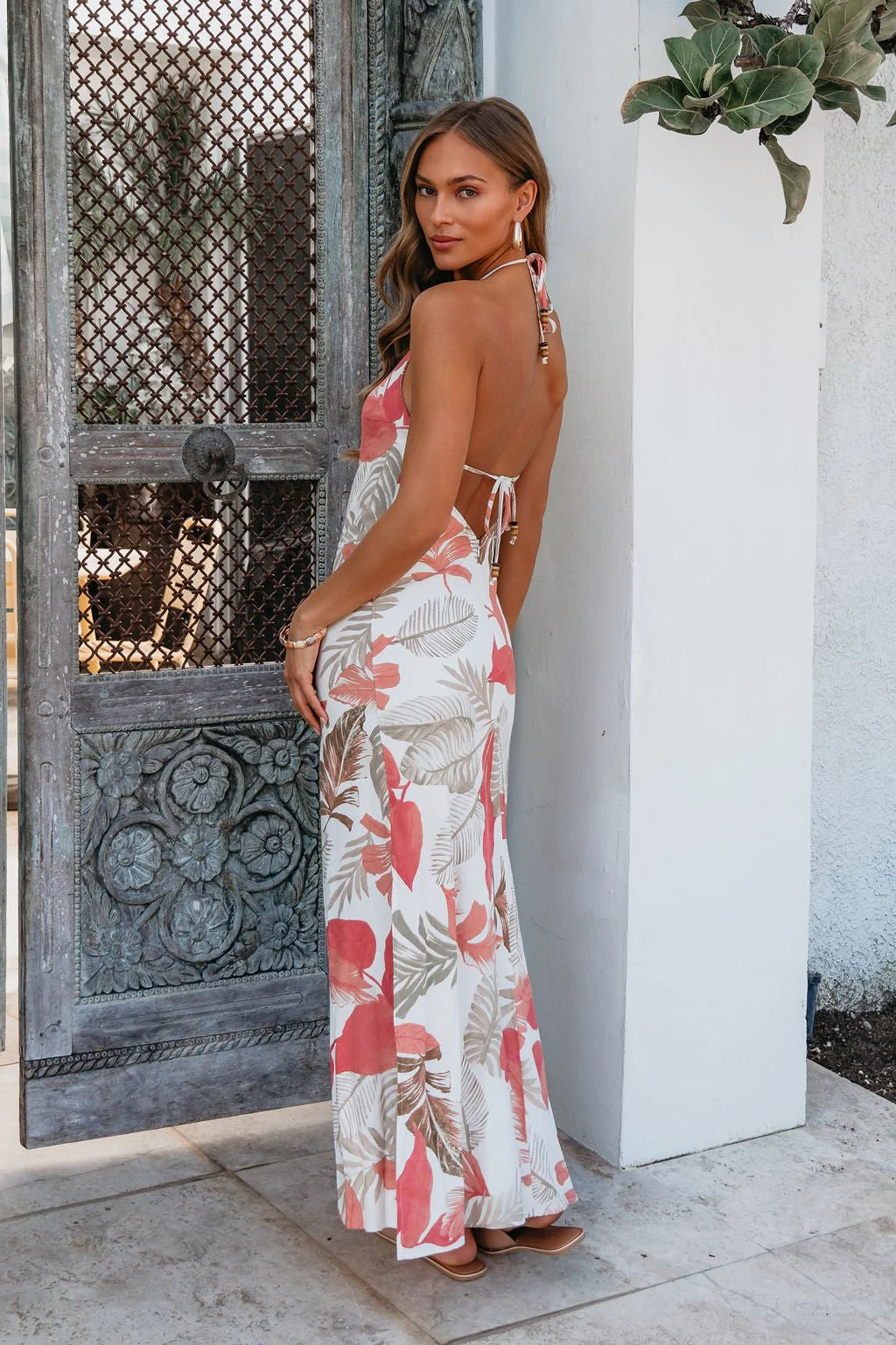 Rosy Reef Escape Halter Maxi Dress - Image 5