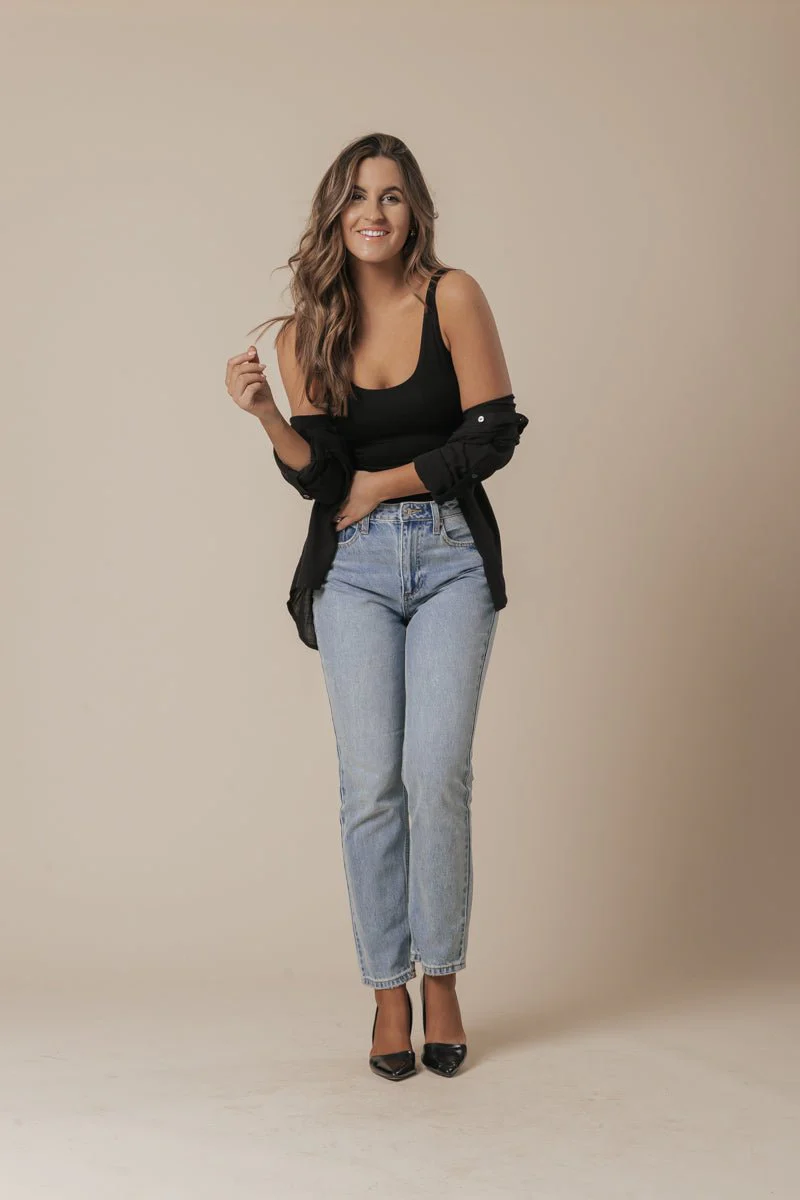 Scoop Neck Double Lined Jersey Tank - Black - Image 5