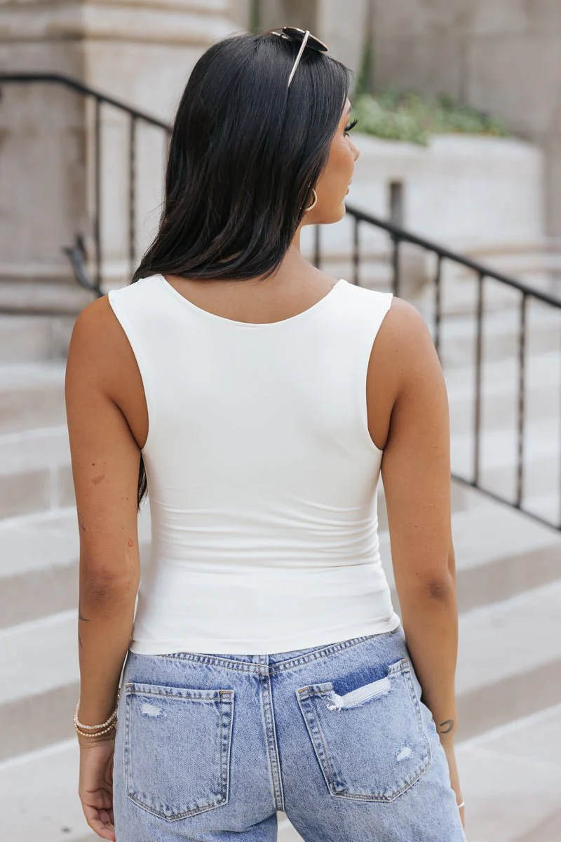 Seamless Double Layered Tank Top - White - Image 9