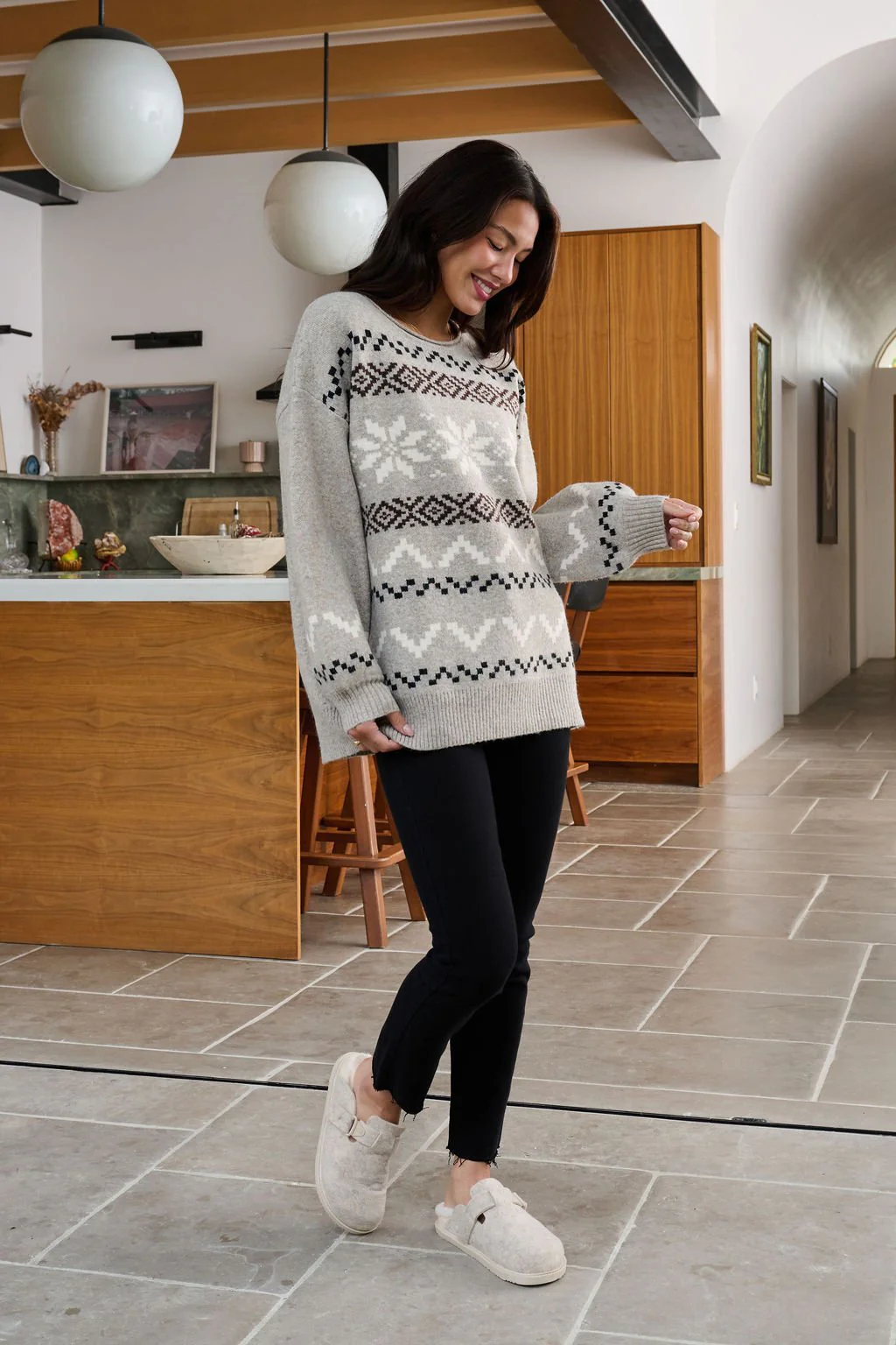 Stone Grey Snowflake Sweater - FINAL SALE - Image 4
