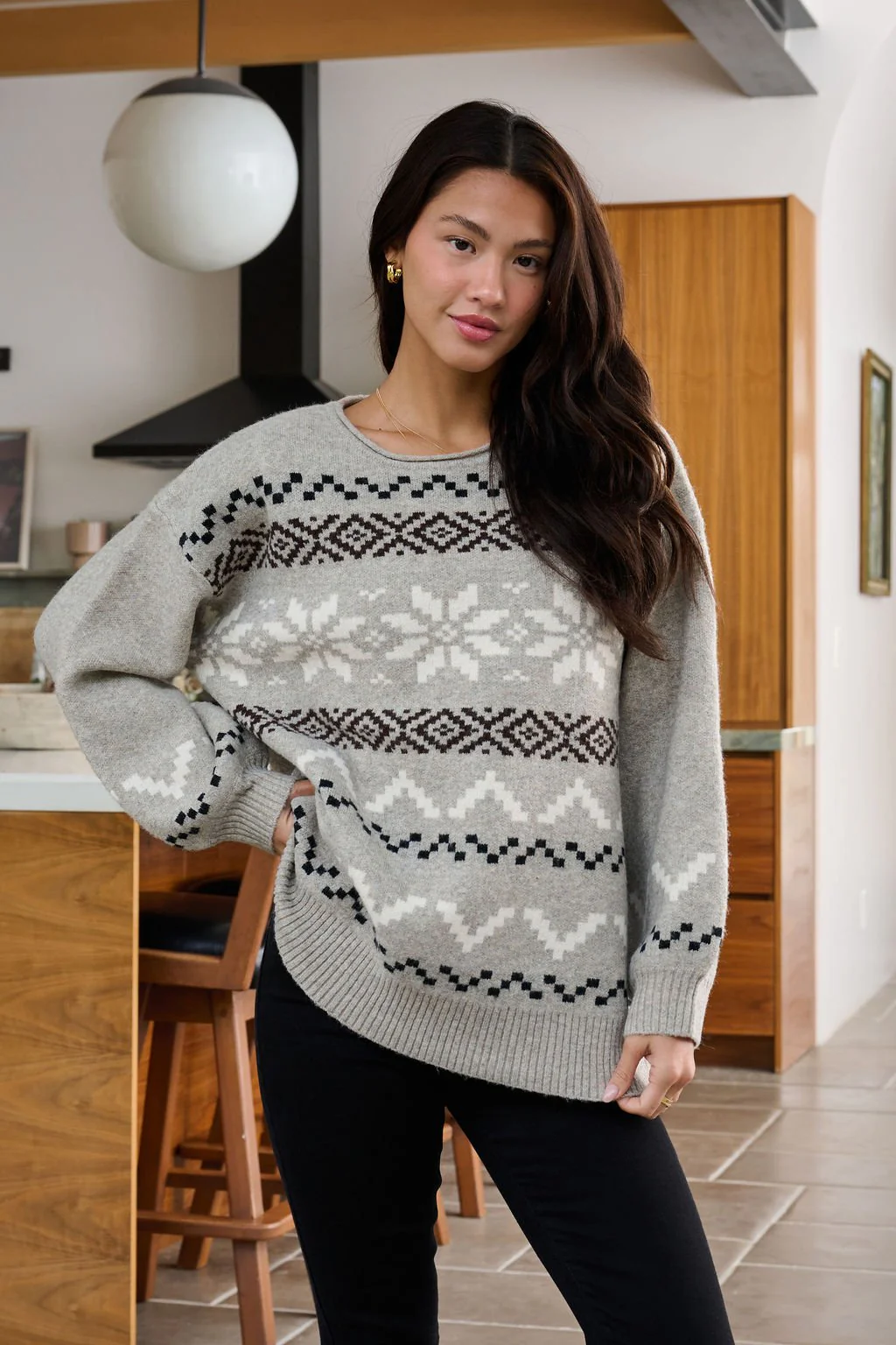 Stone Grey Snowflake Sweater - FINAL SALE - Image 6