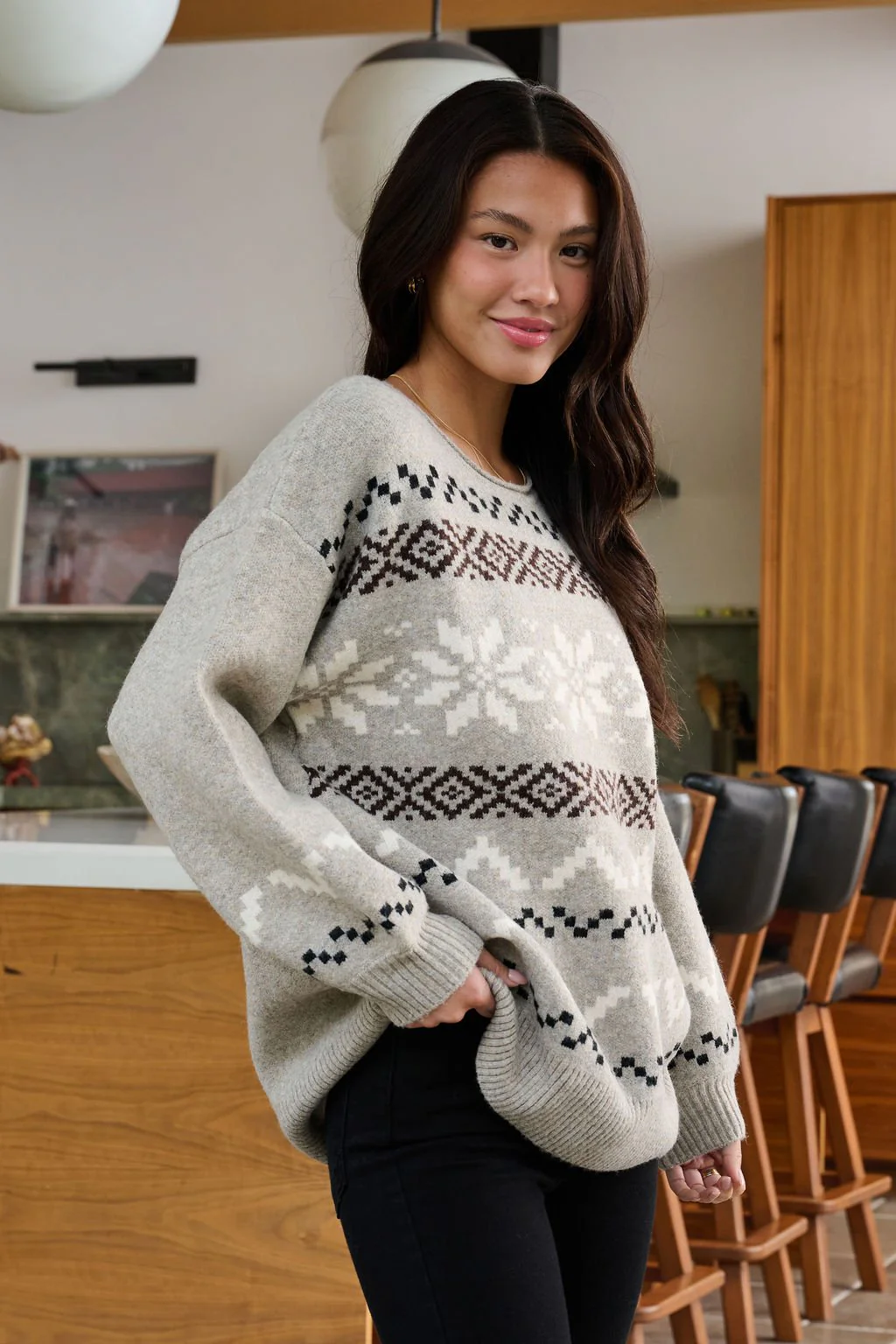 Stone Grey Snowflake Sweater - FINAL SALE - Image 9