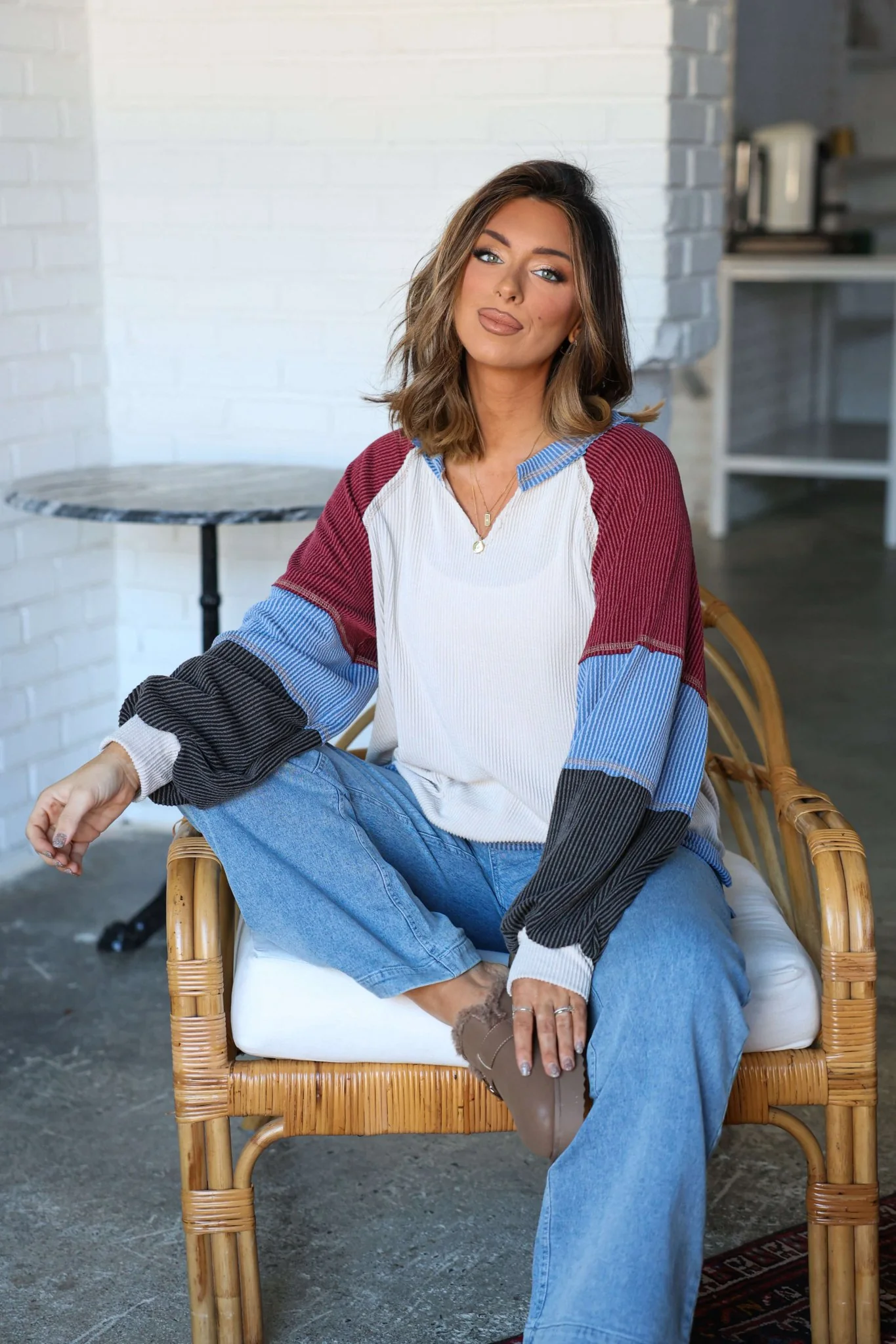 Stone Multi Color Block Ribbed Pullover-FINAL SALE - Image 3