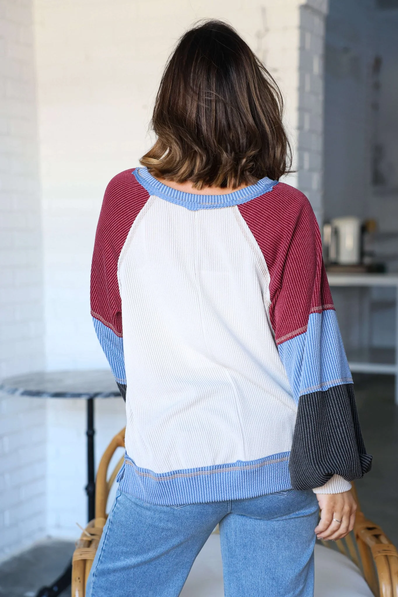 Stone Multi Color Block Ribbed Pullover-FINAL SALE - Image 5