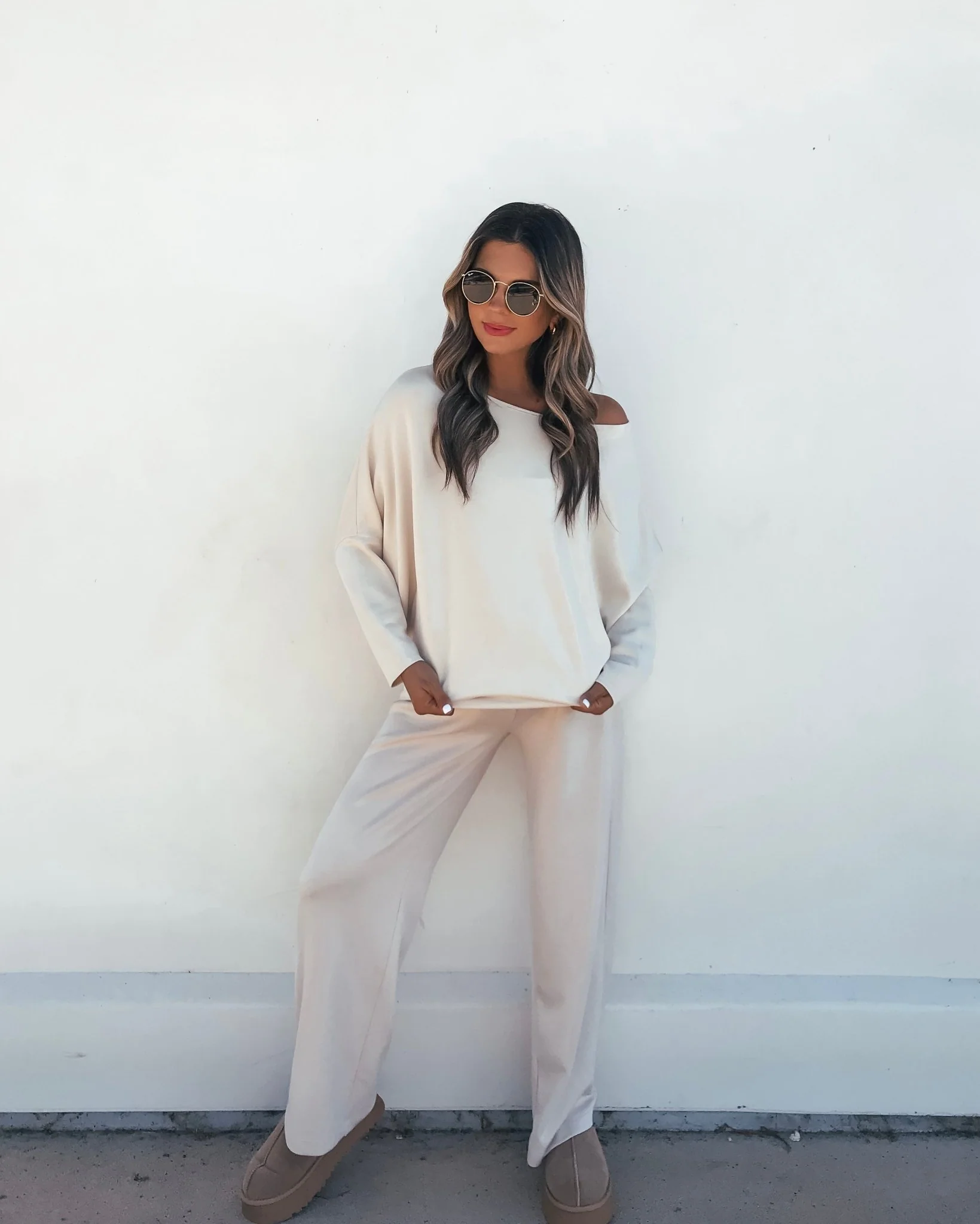 Stone Off The Shoulder Scuba Top - FINAL SALE
