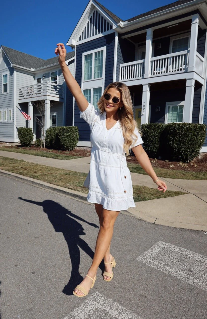 Sunday Stroll White Eyelet Mini Dress - Image 5
