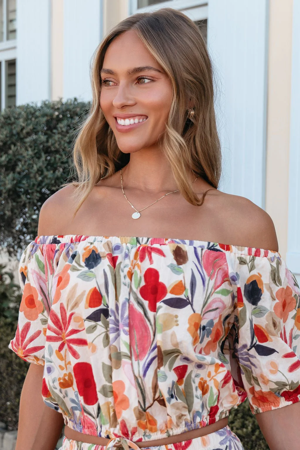 Sunset Bloom Multi Print Bubble Hem Top - Image 3