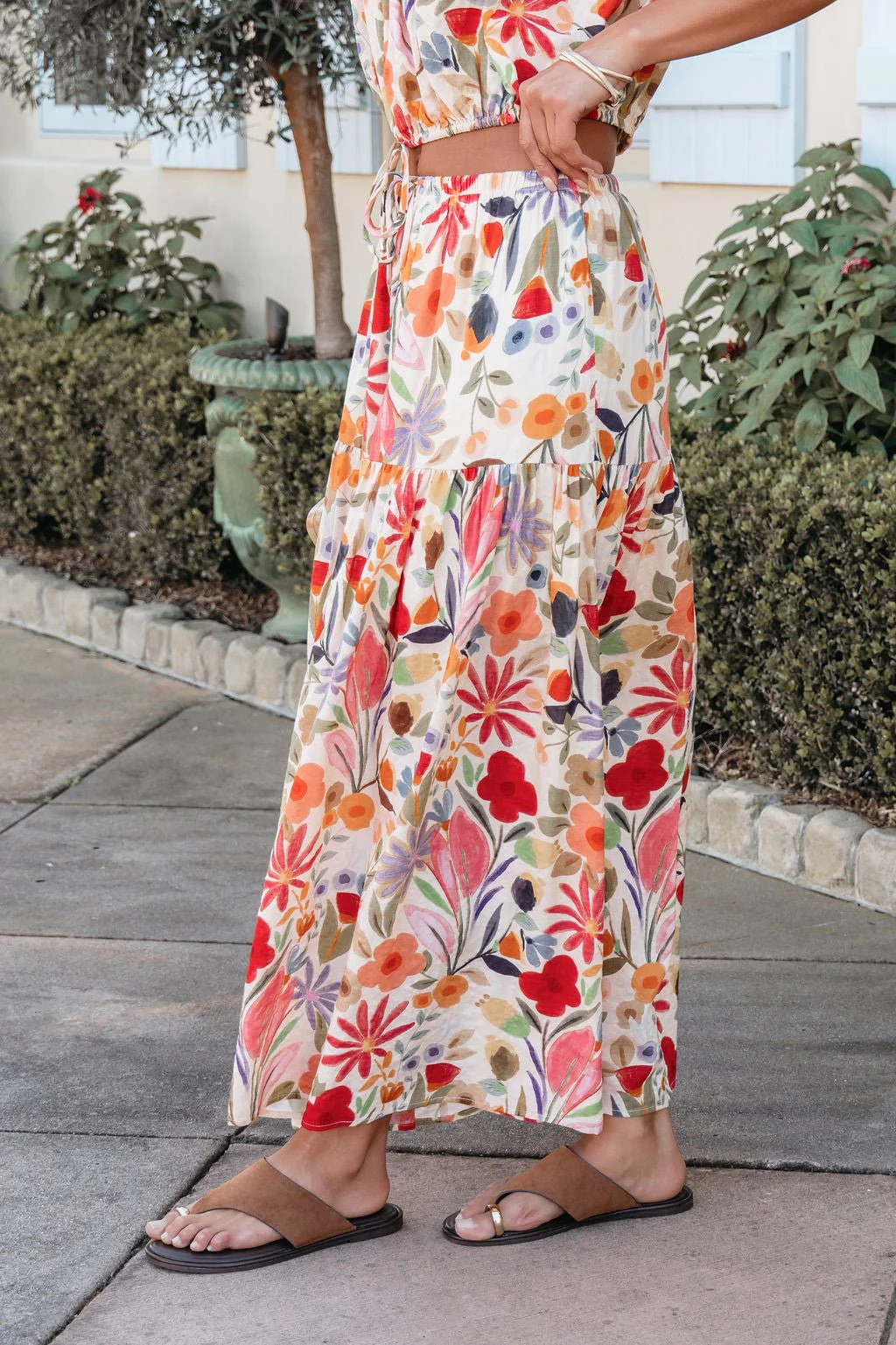 Sunset Bloom Multi Print Tiered Maxi Skirt - Image 5
