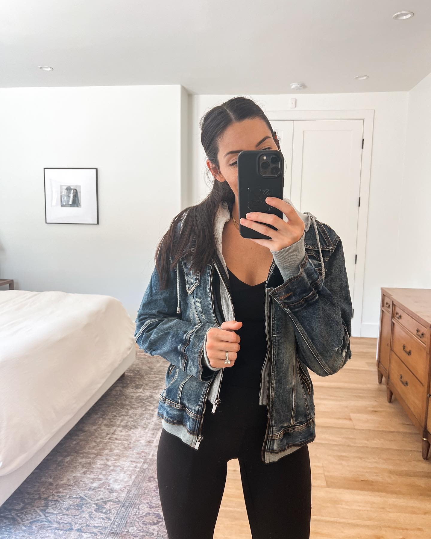 Denim Jacket with Hoodie: Medium Wash - Image 9