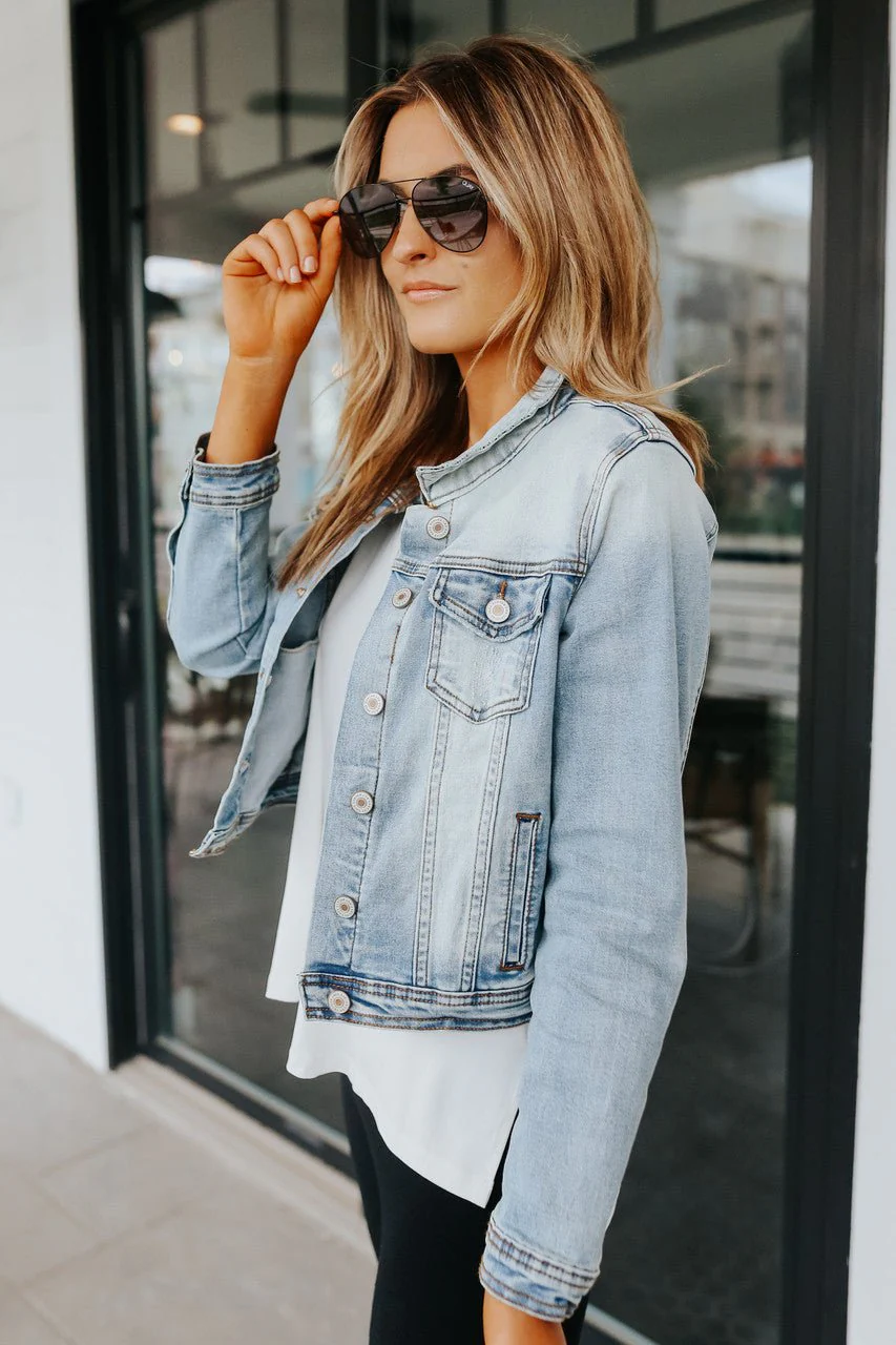 Sweet South Faded Denim Jacket - Light Wash - Image 7