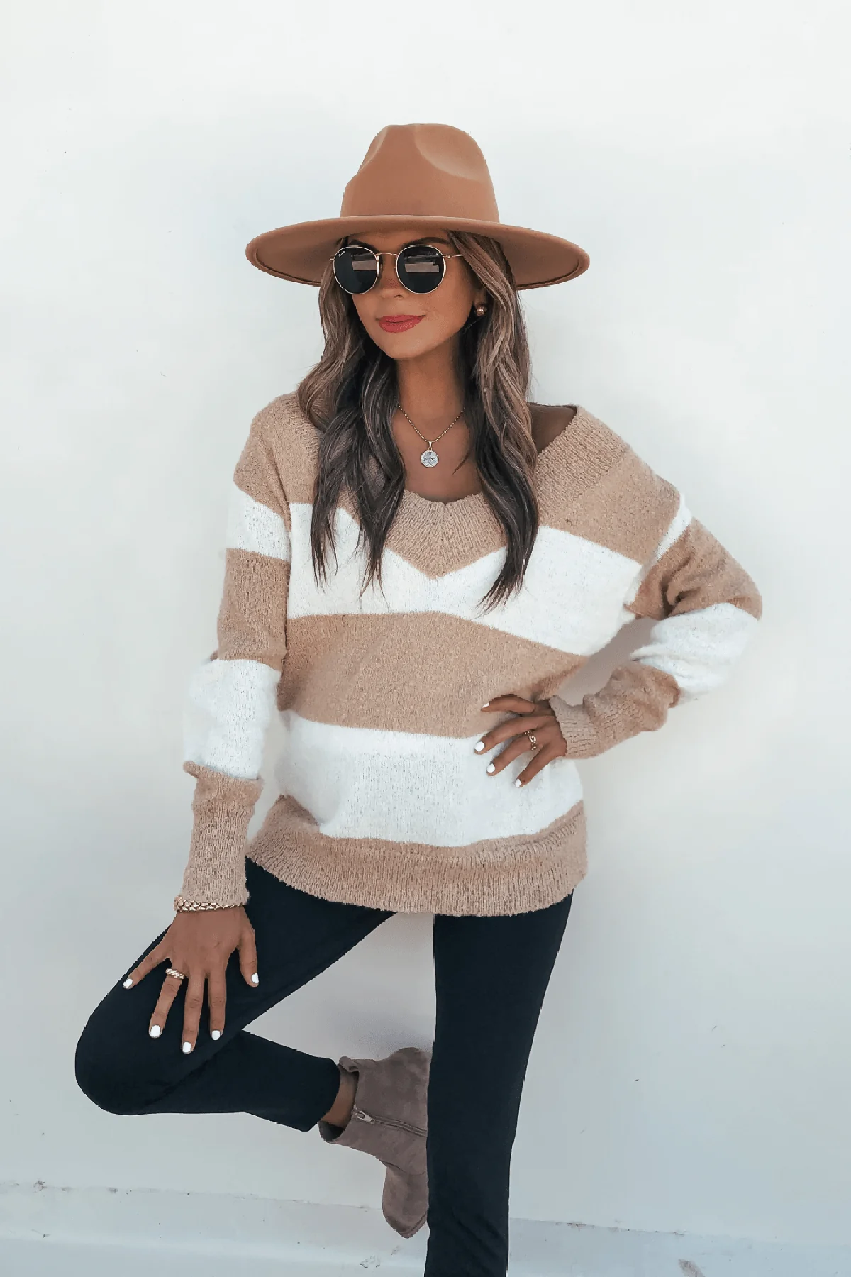 Tan and Ivory Striped Sweater - FINAL SALE