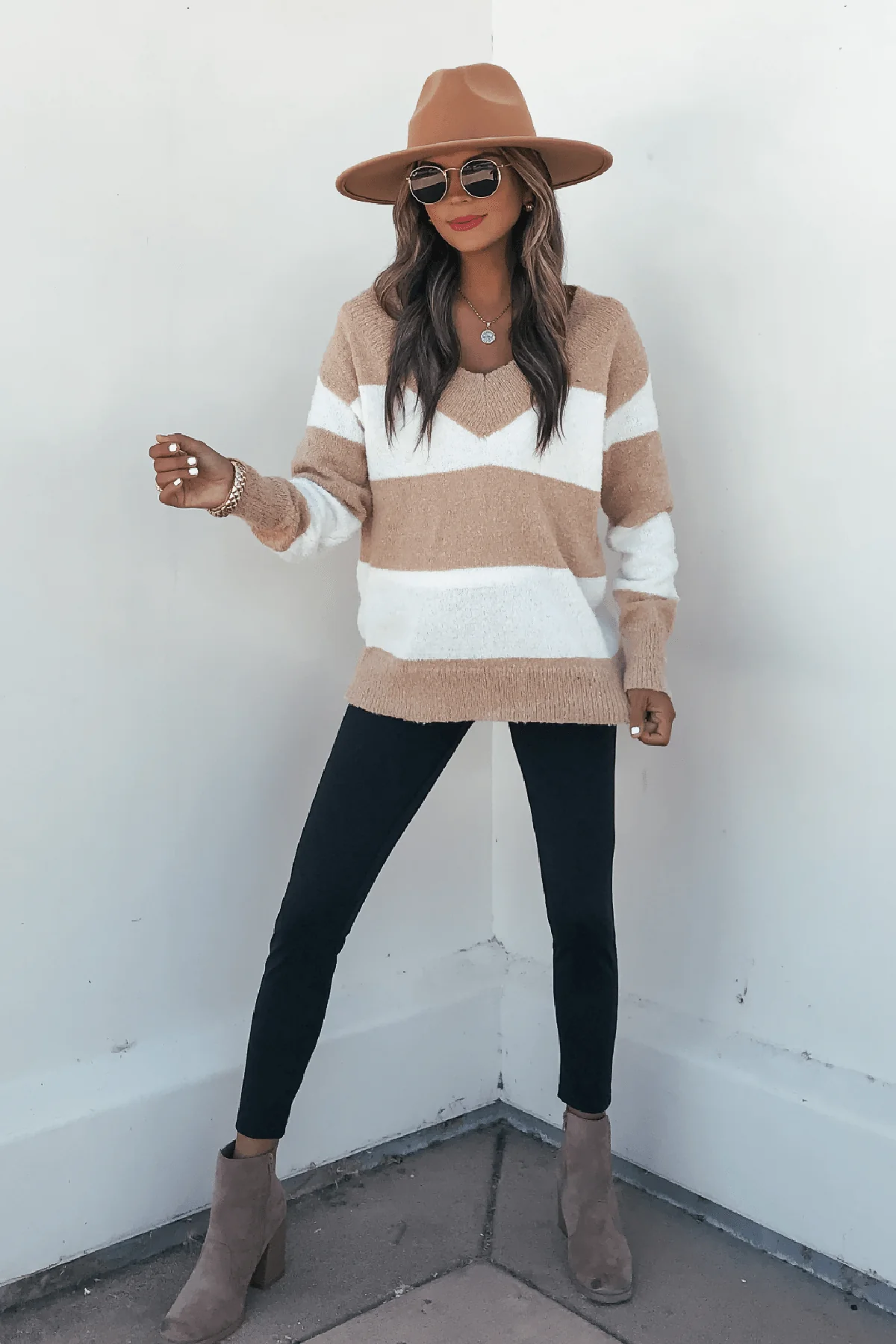 Tan and Ivory Striped Sweater - FINAL SALE - Image 2