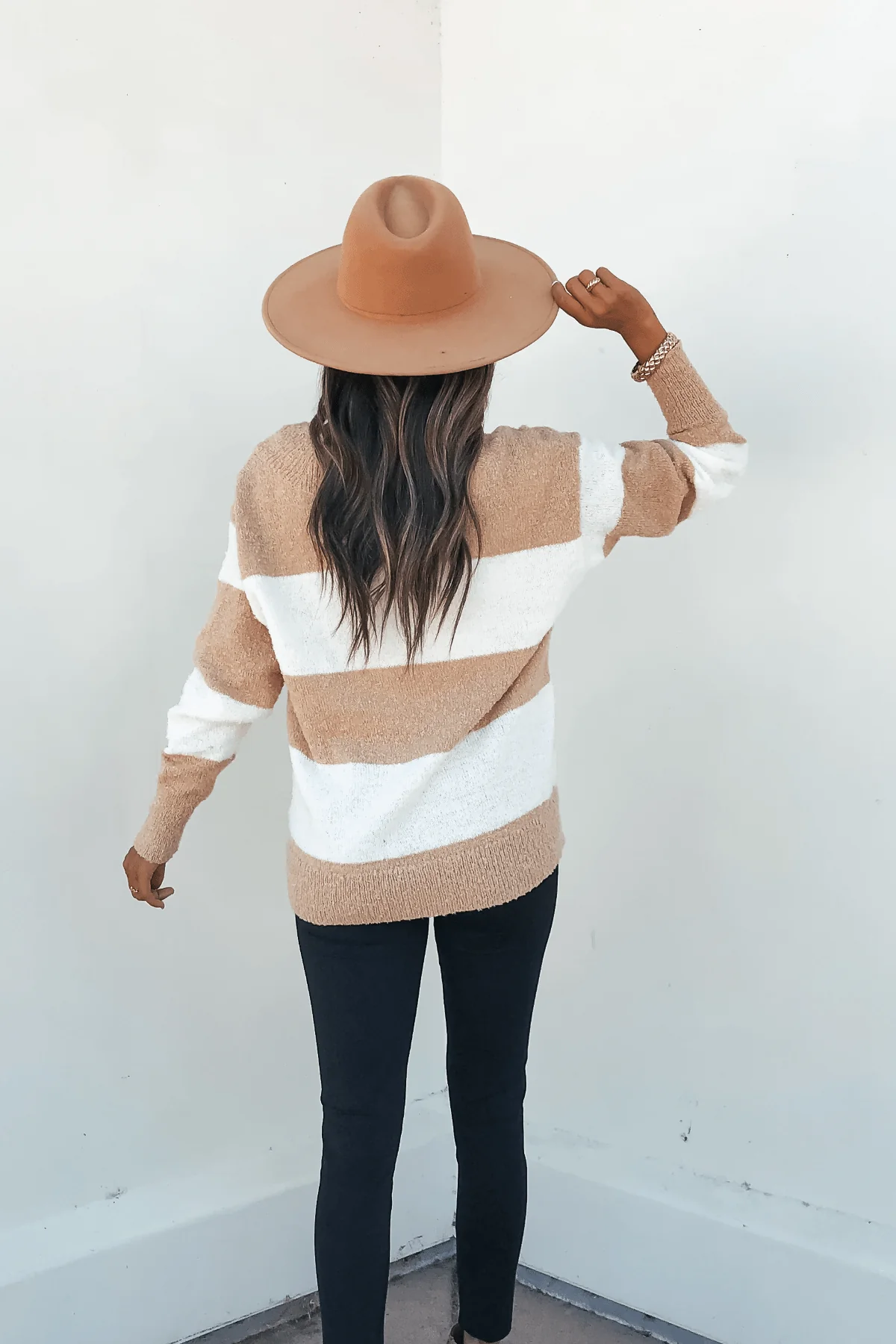 Tan and Ivory Striped Sweater - FINAL SALE - Image 4