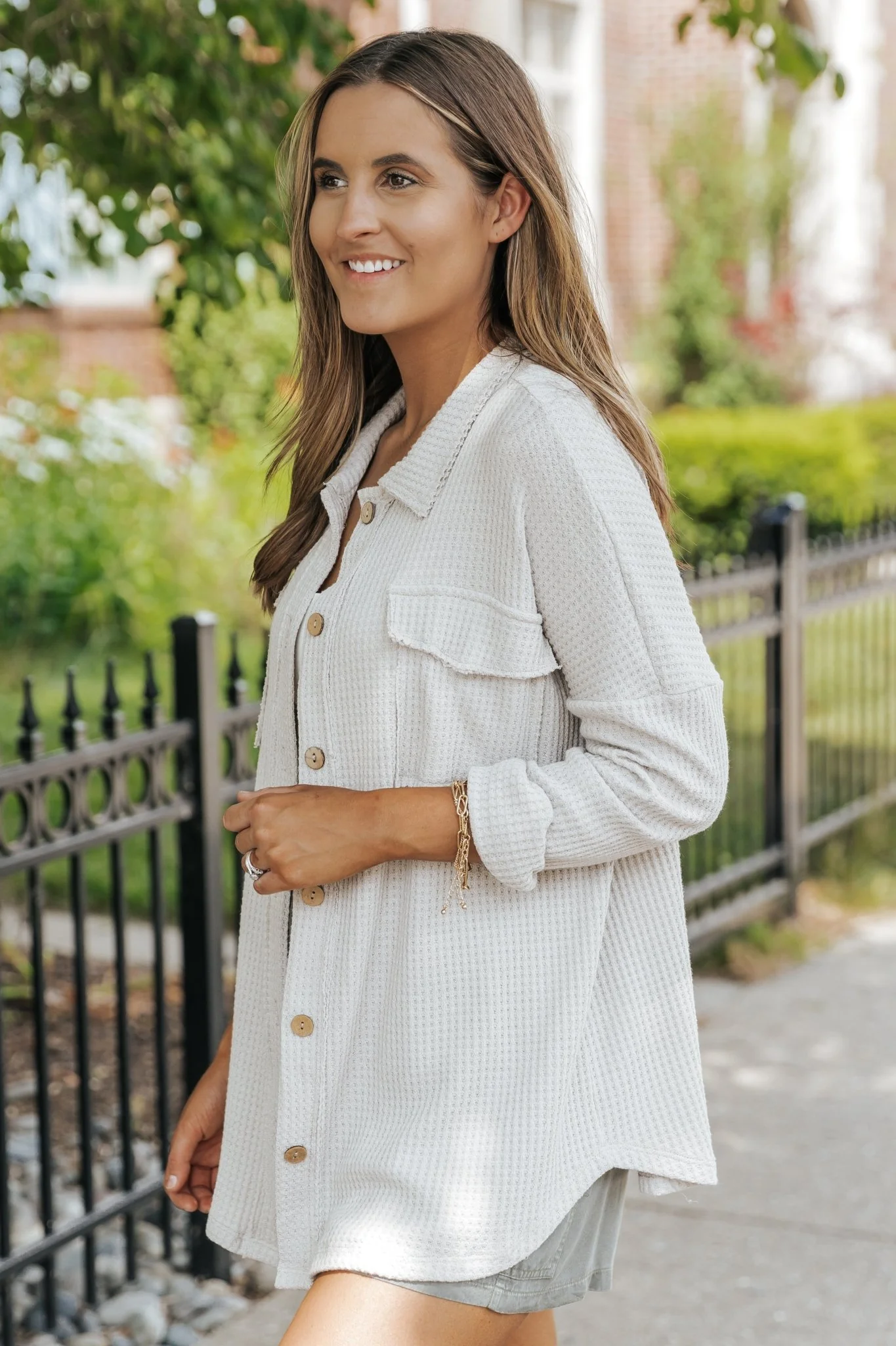 Taupe Waffle Knit Shacket - Image 13