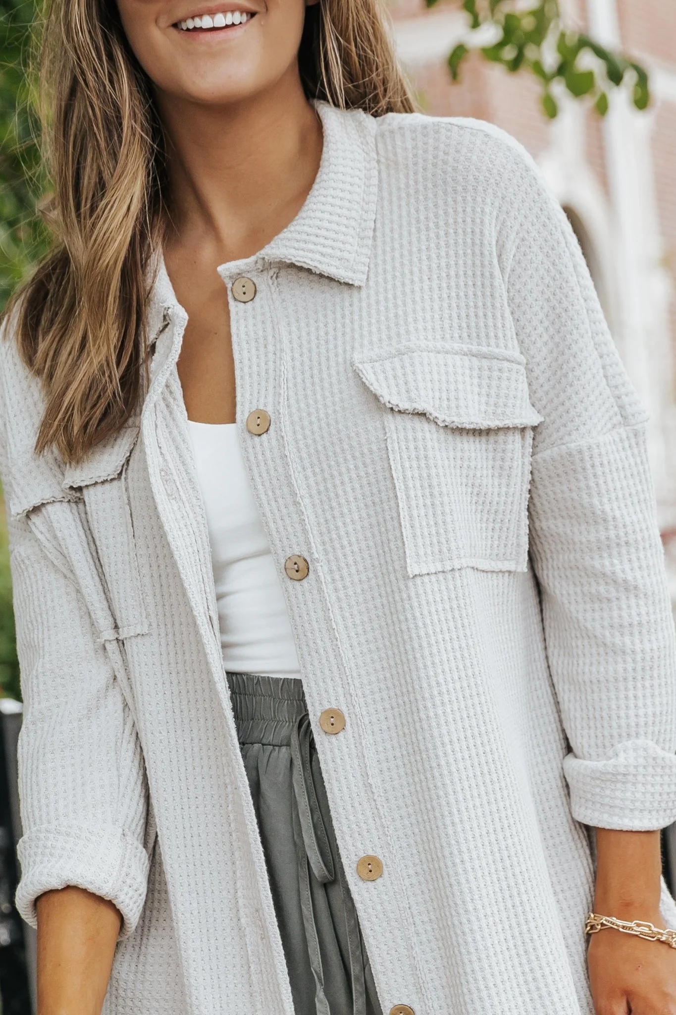 Taupe Waffle Knit Shacket - Image 14
