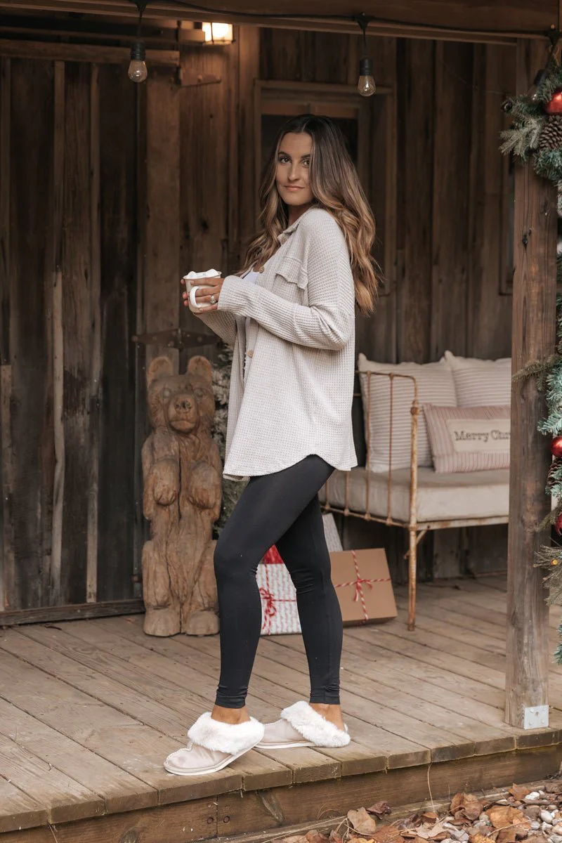 Taupe Waffle Knit Shacket - Image 4