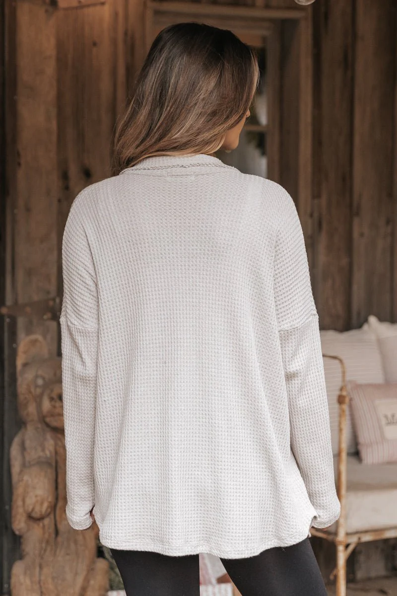 Taupe Waffle Knit Shacket - Image 8