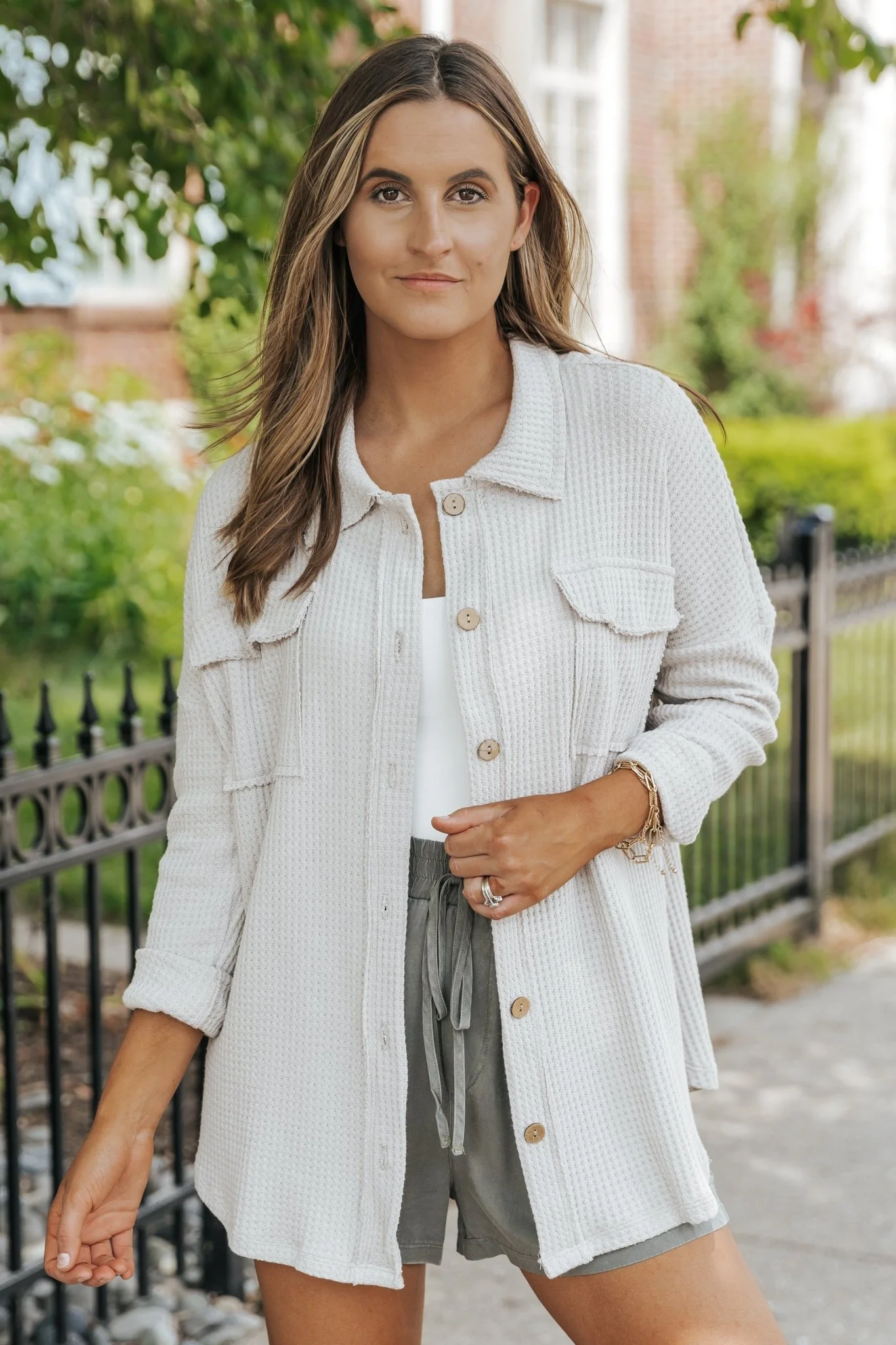 Taupe Waffle Knit Shacket - Image 9