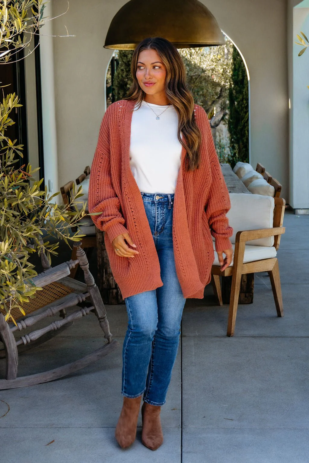 Terracotta Open Front Cardigan - FINAL SALE - Image 2