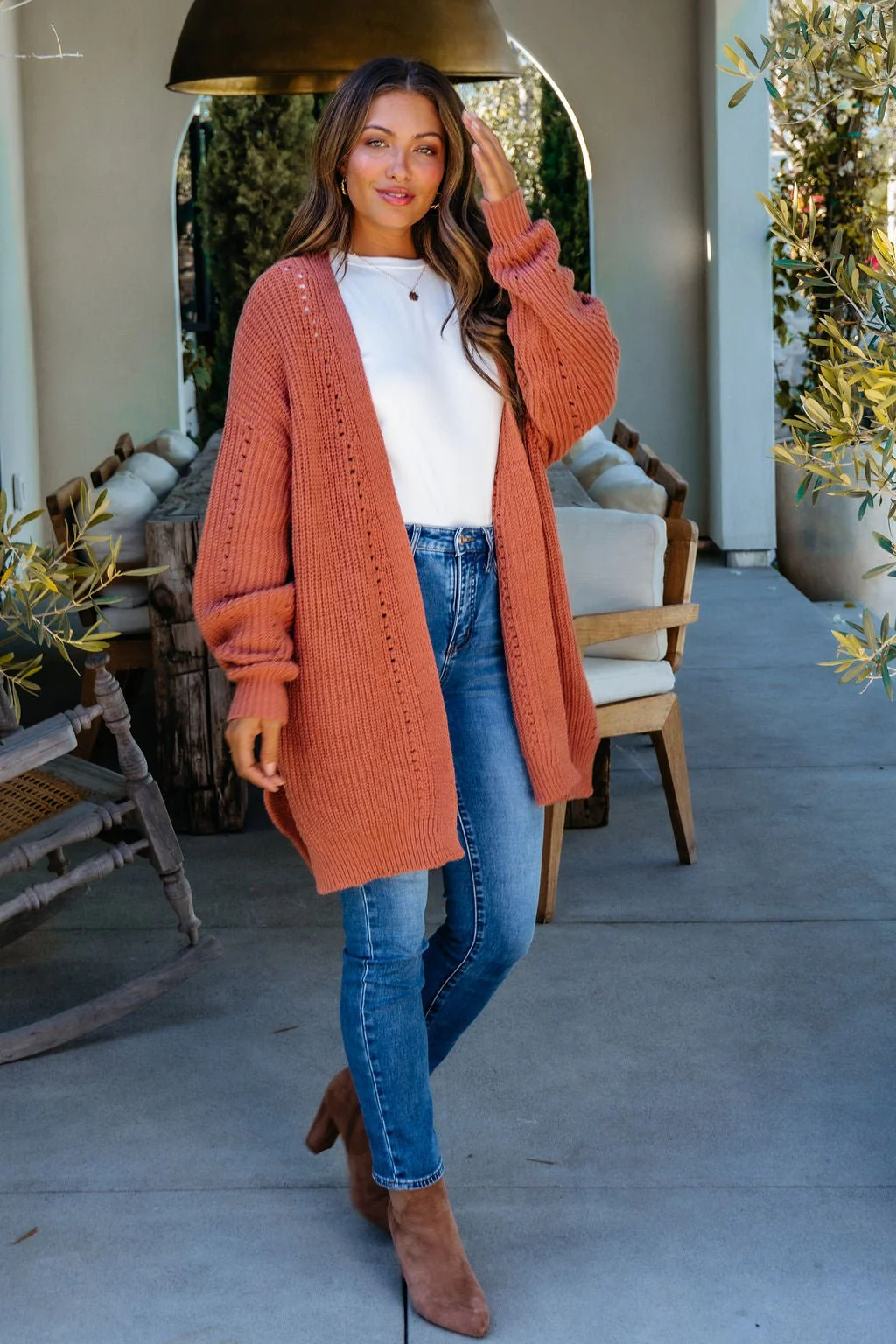 Terracotta Open Front Cardigan - FINAL SALE - Image 4