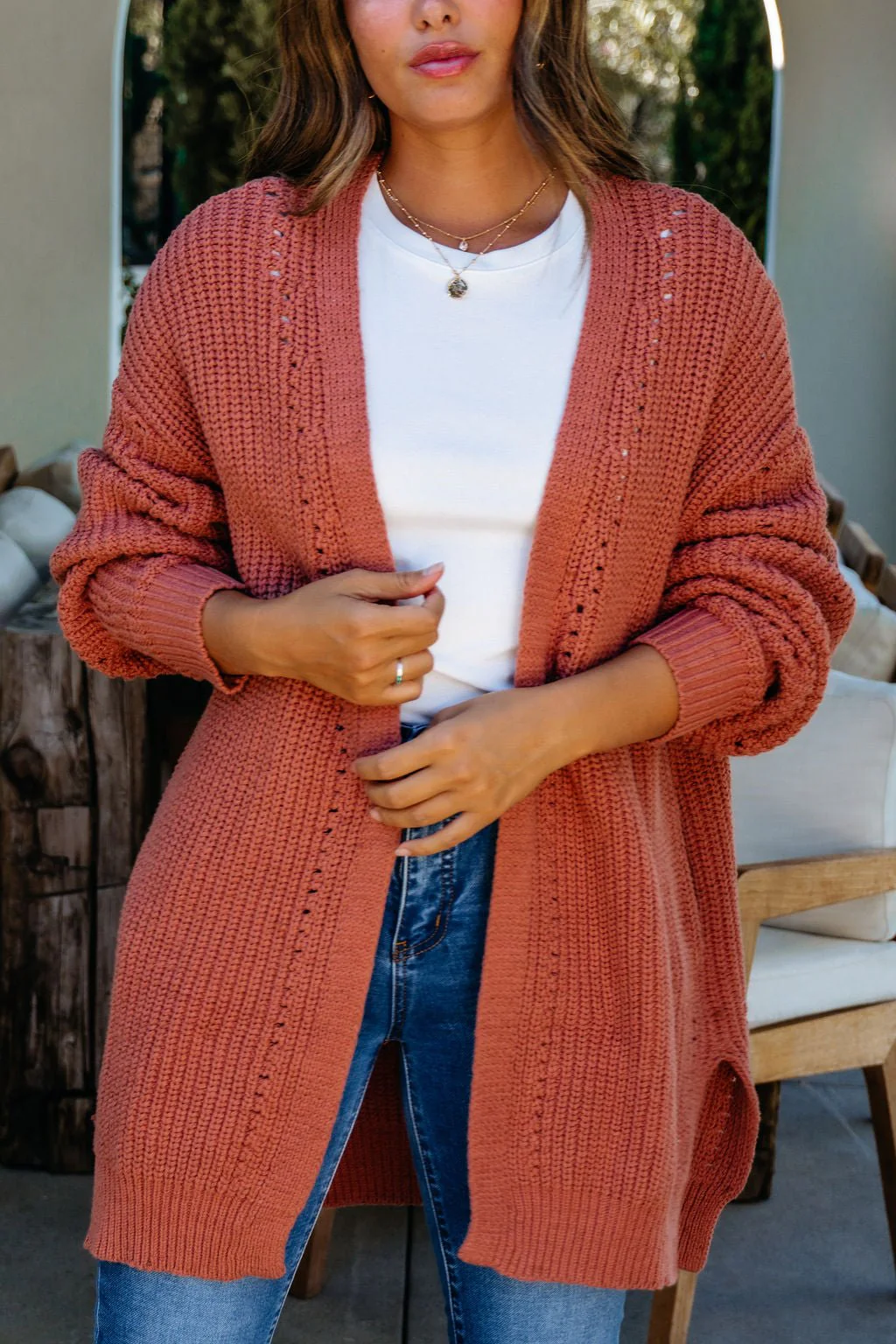 Terracotta Open Front Cardigan - FINAL SALE - Image 5