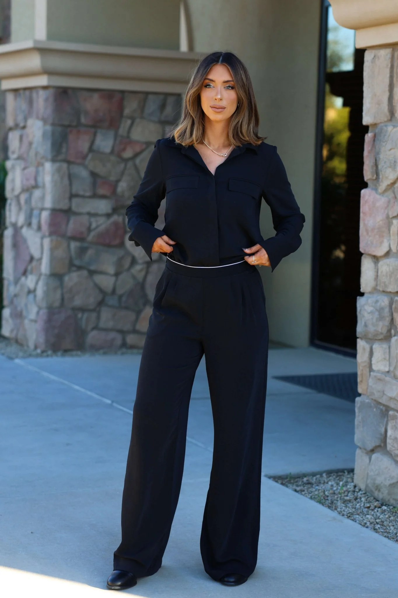 Thread and Supply Black Button Down Top - FINAL SALE - Image 2