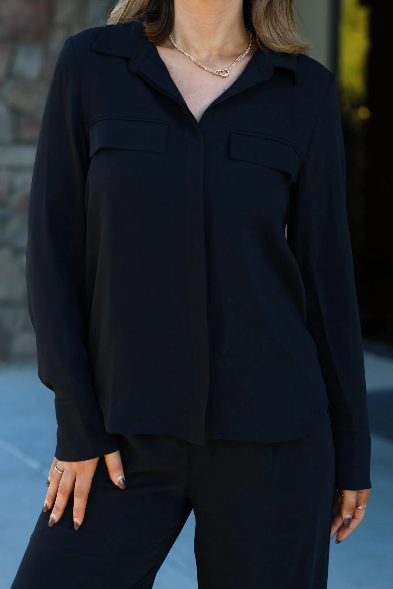 Thread and Supply Black Button Down Top - FINAL SALE - Image 4