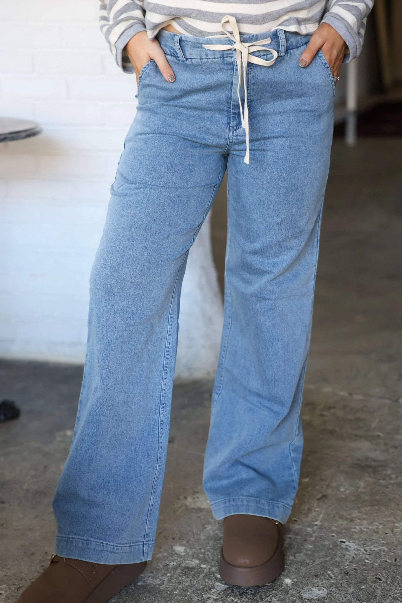 Thread and Supply Blue Denim Wide Leg Pants - FINAL SALE - Image 2