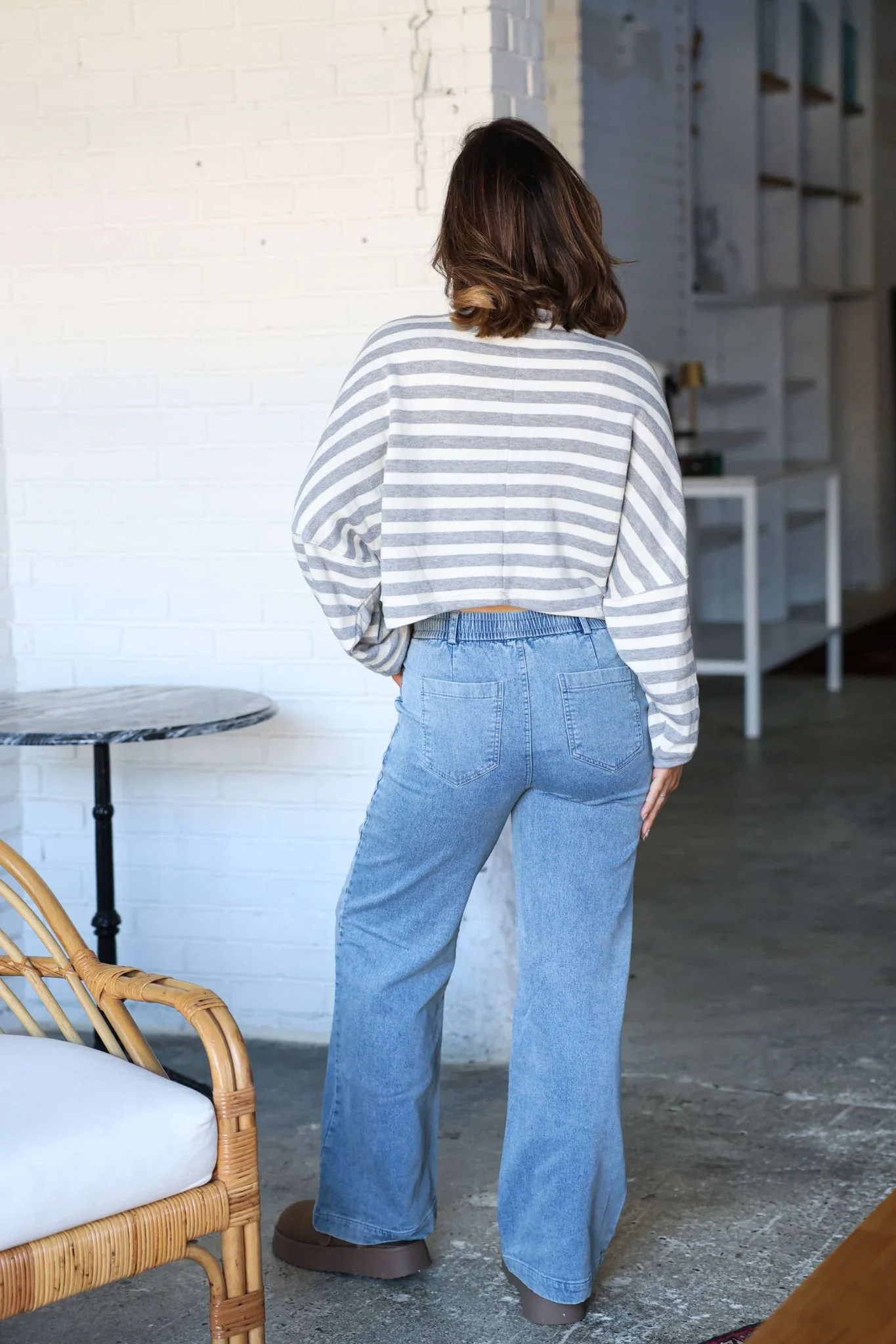 Thread and Supply Blue Denim Wide Leg Pants - FINAL SALE - Image 4