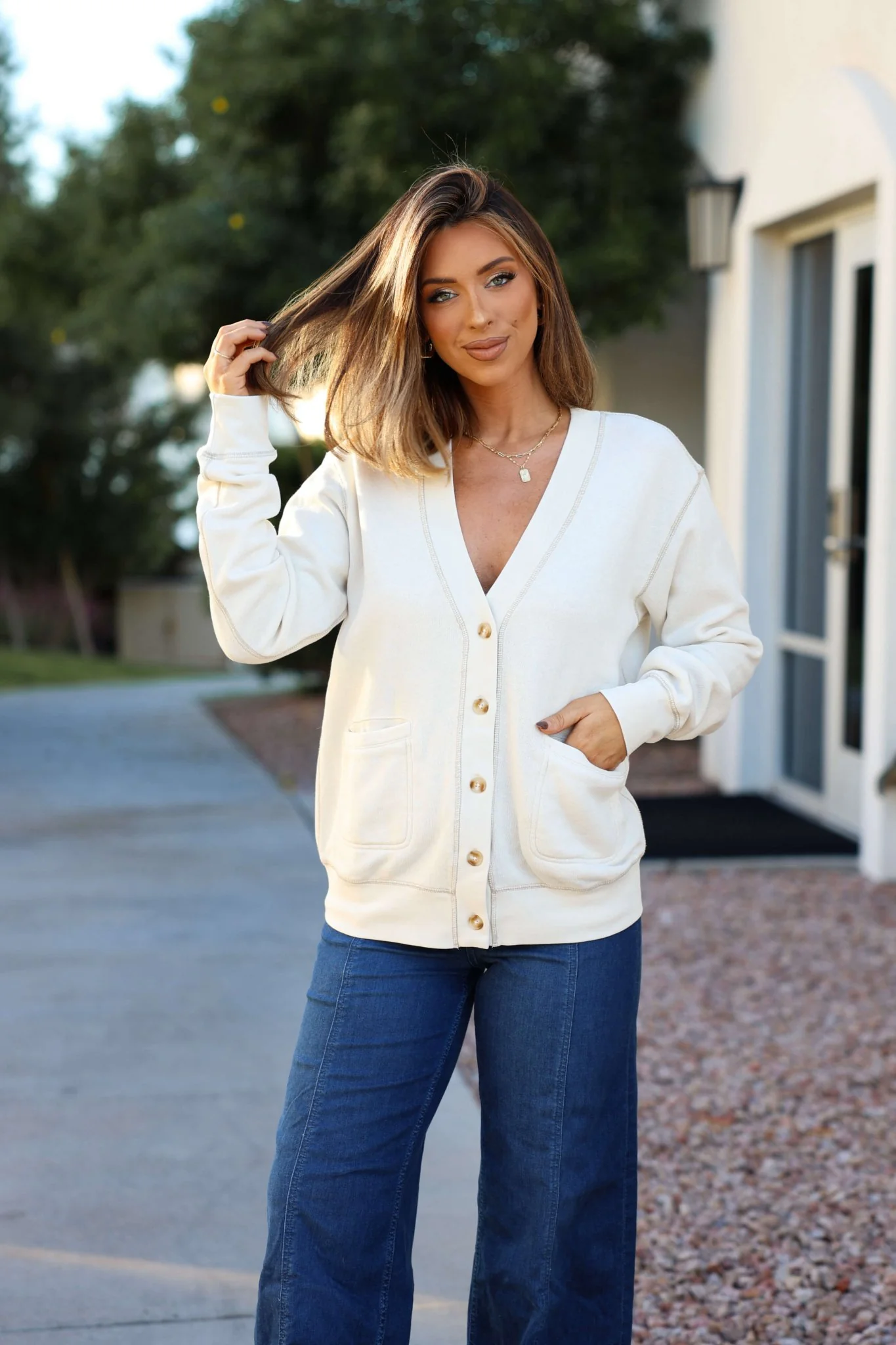 Thread and Supply Cream Stitch Buttoned Cardigan - FINAL SALE