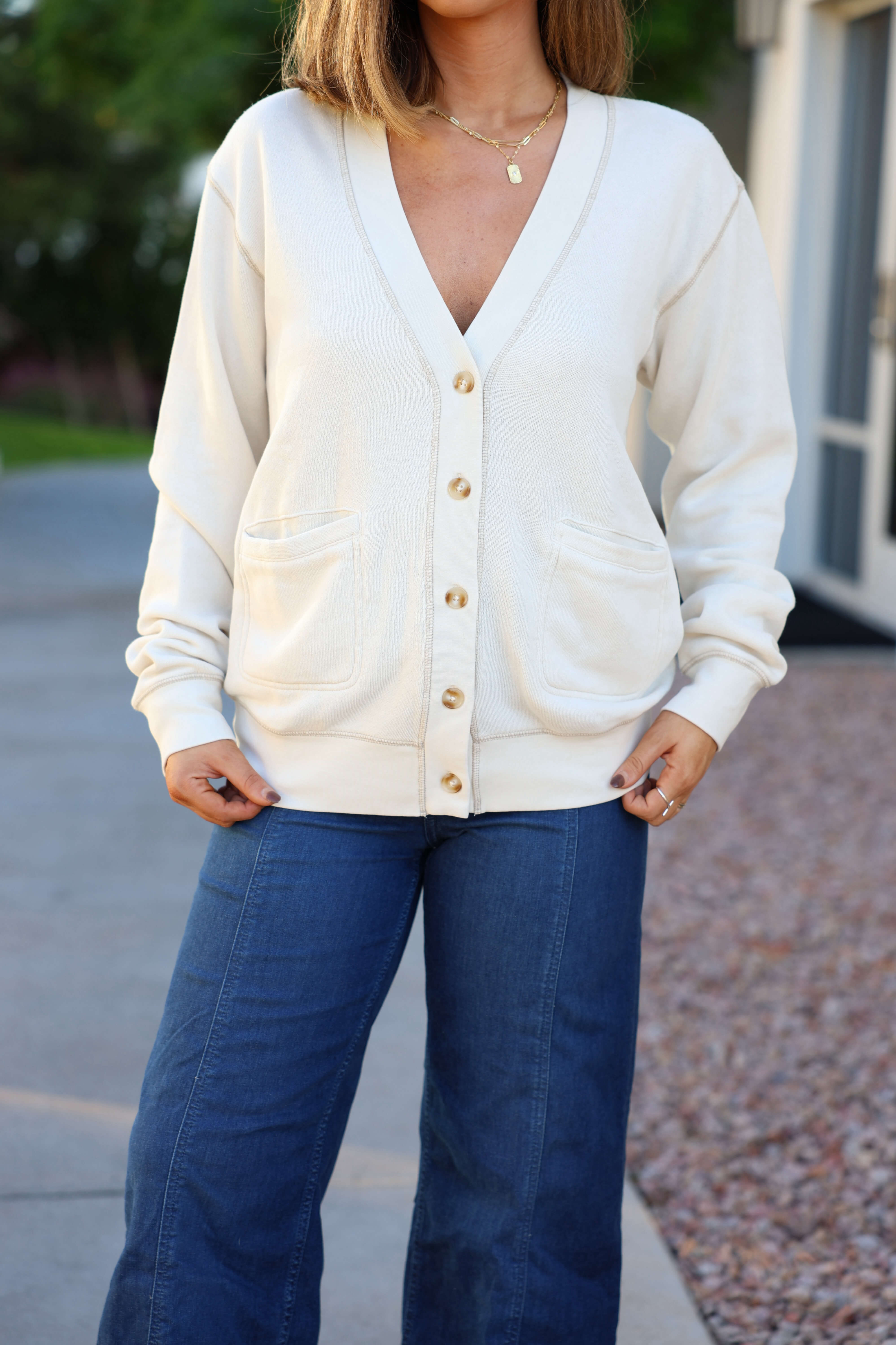 Thread and Supply Cream Stitch Buttoned Cardigan - FINAL SALE - Image 3