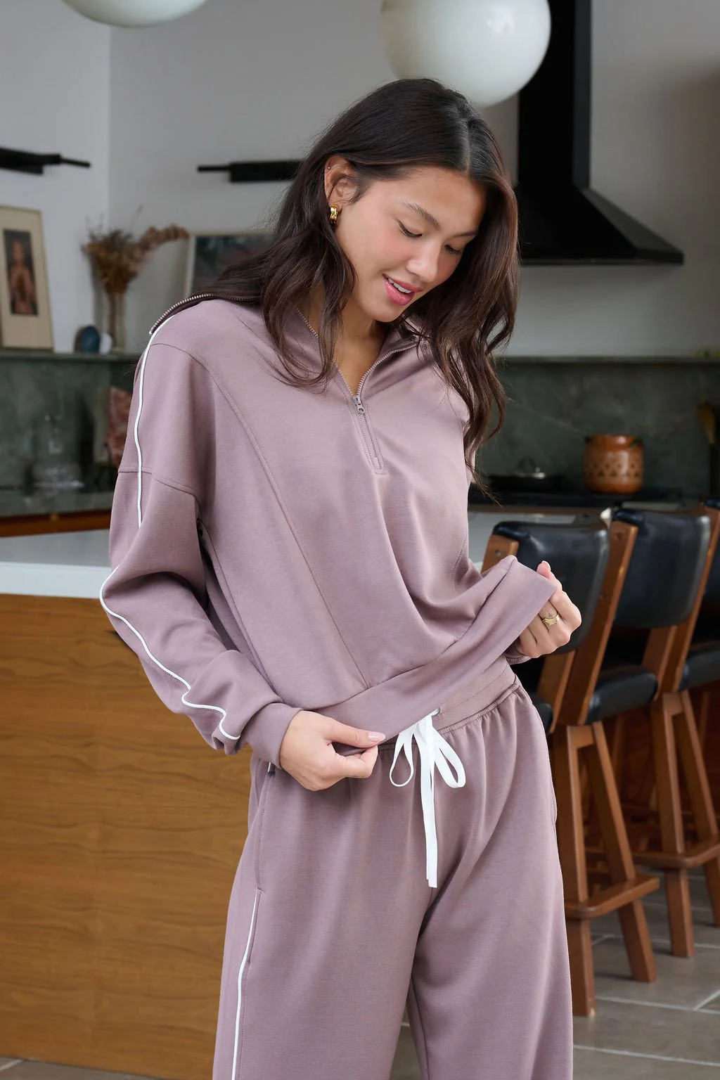 Thread and Supply Mocha Hooded Quarter Zip Pullover - FINAL SALE - Image 3