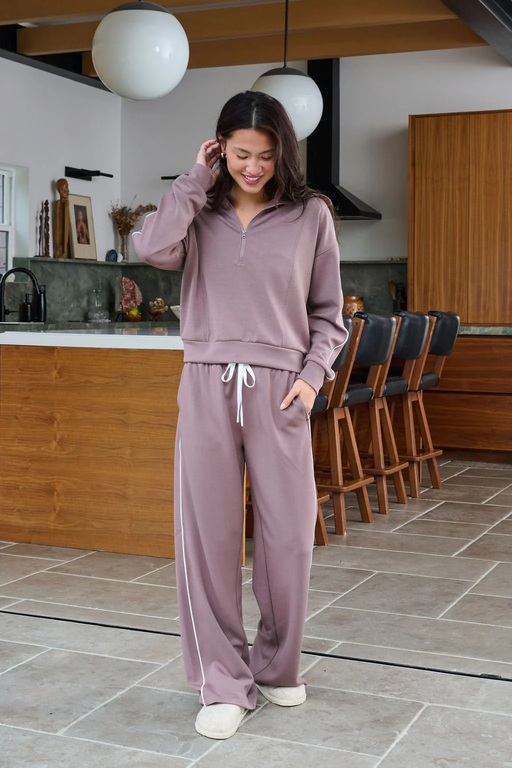 Thread and Supply Mocha Hooded Quarter Zip Pullover - FINAL SALE - Image 4