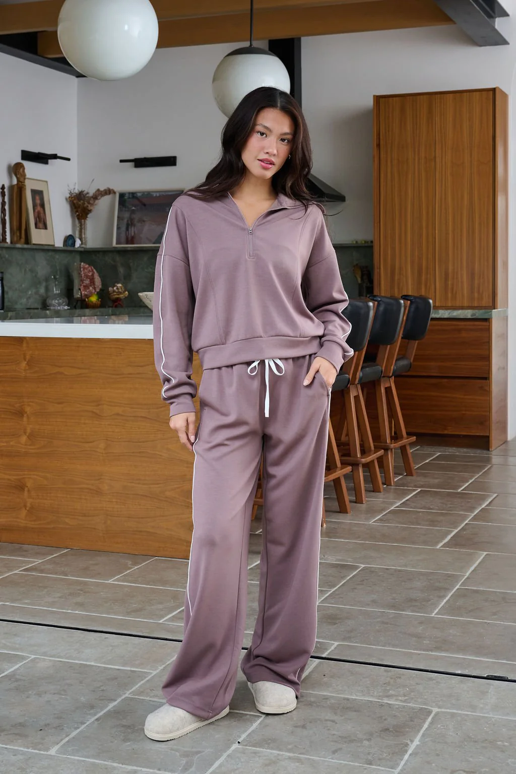 Thread and Supply Mocha Hooded Quarter Zip Pullover - FINAL SALE - Image 7