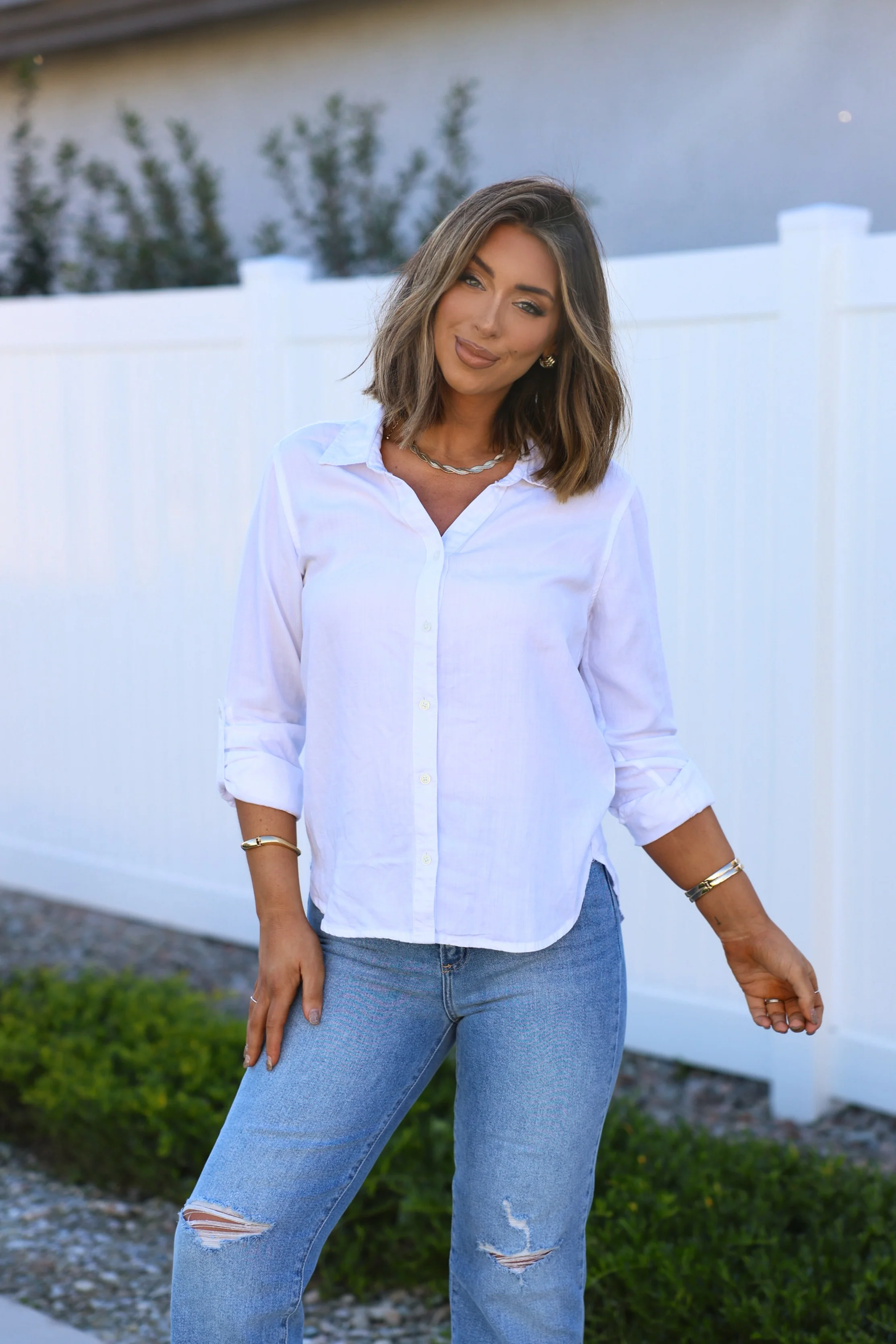 Thread and Supply White Button Down Presley Top - FINAL SALE