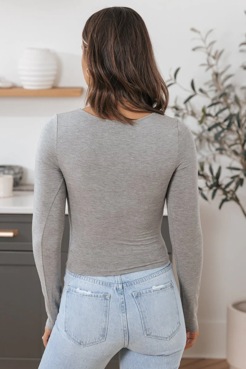Ultra-Stretchy Scoop Neck Top - GREY - FINAL SALE - Image 8