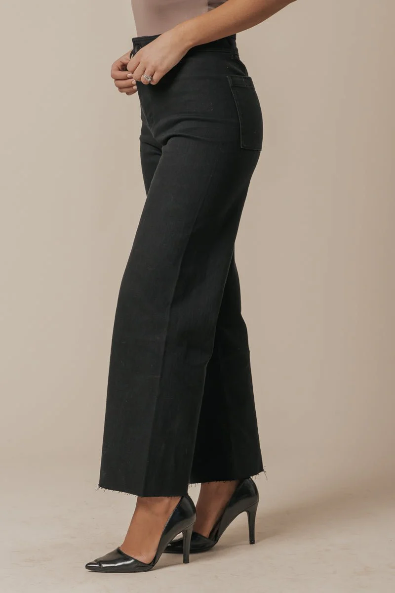Black Straight Wide Leg Pants - Image 4