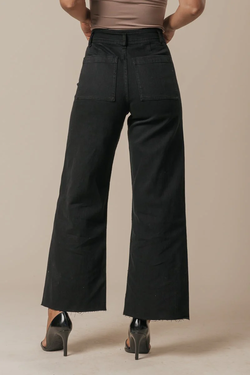 Black Straight Wide Leg Pants - Image 5