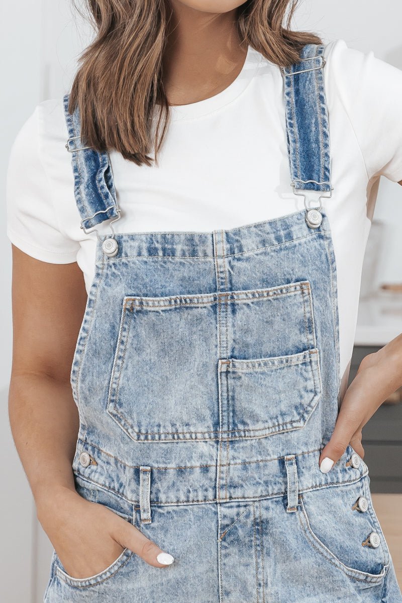 Free People Light Wash Ziggy Shortalls - Image 8
