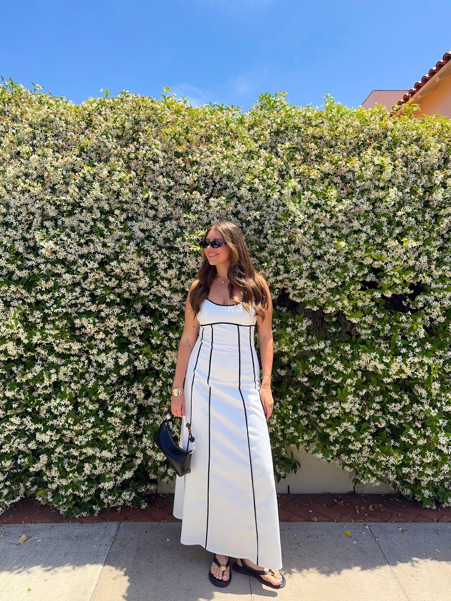 White and Black Trim Detail Maxi Dress - FINAL SALE - Image 11
