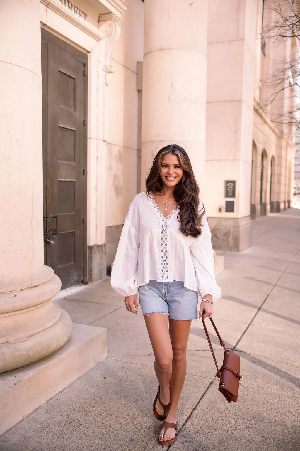White Flowy Lace Trim Top - Image 2