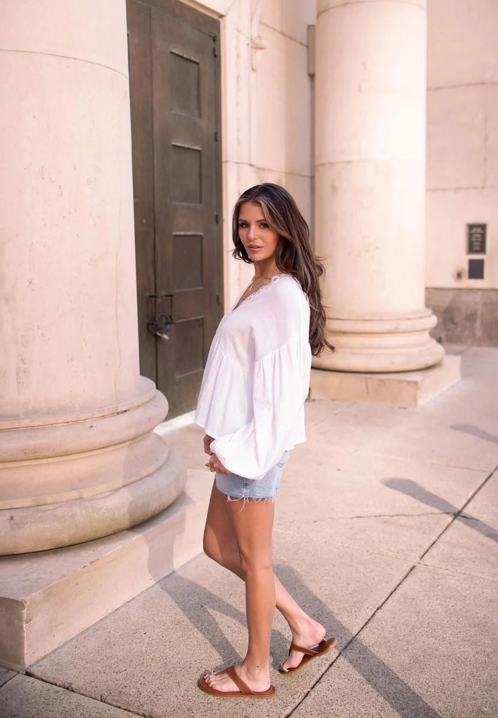 White Flowy Lace Trim Top - Image 4