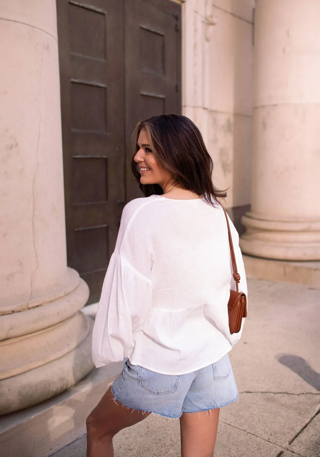 White Flowy Lace Trim Top - Image 6