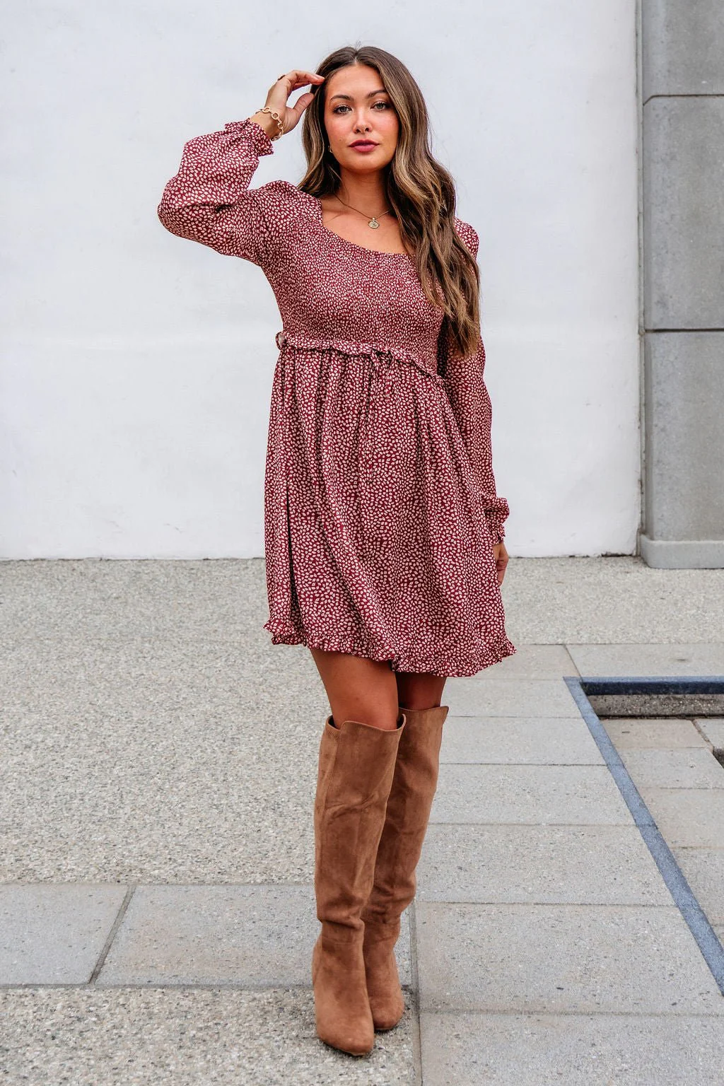 Wild Rust Print Smocked Mini Dress - FINAL SALE - Image 2