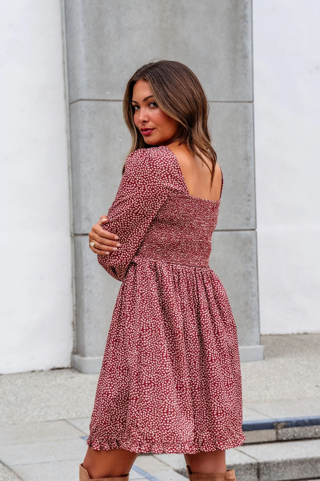 Wild Rust Print Smocked Mini Dress - FINAL SALE - Image 8