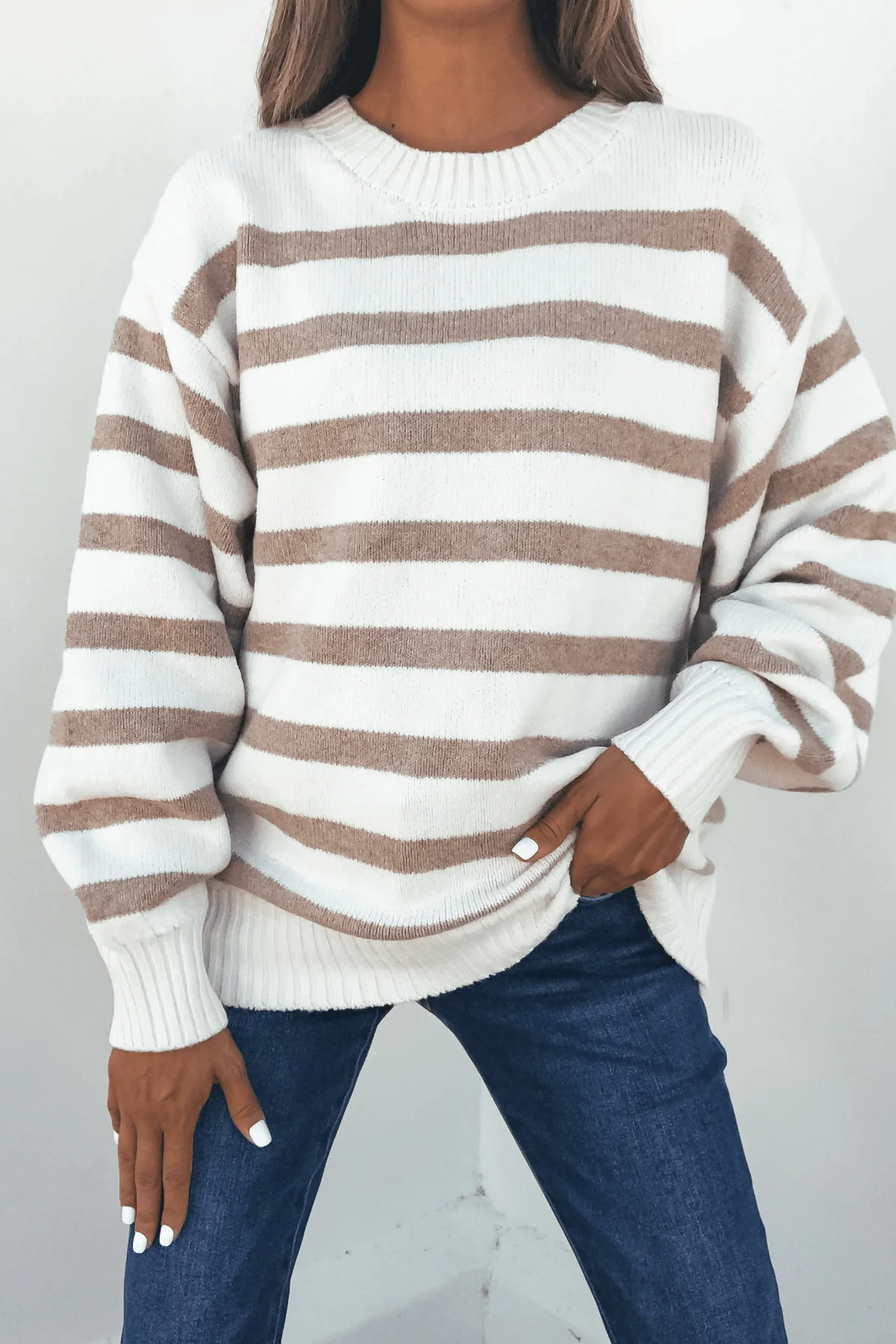 Willow Cream Stripe Ribbed Sweater - FINAL SALE - Image 3