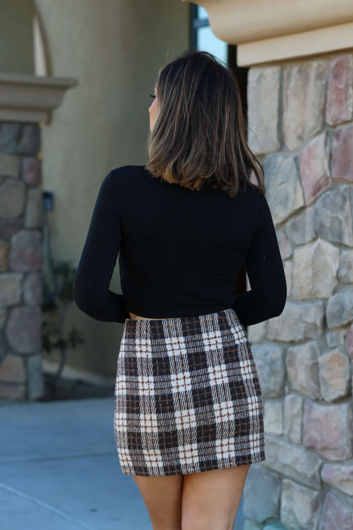 Woodsy Taupe and Brown Plaid Mini Skirt - FINAL SALE - Image 5
